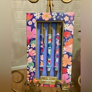 Brand New Clementine Set Of 3 Floral Pen .